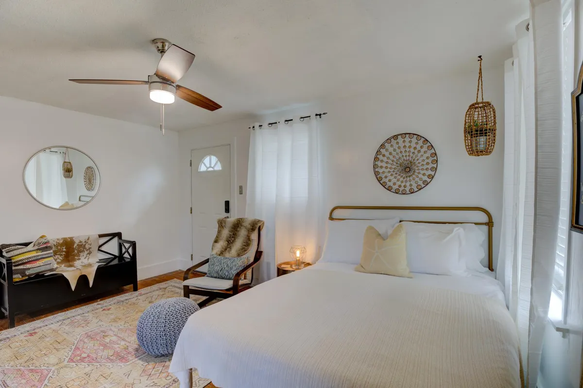 Bright studio bedroom at a partner property in Memphis